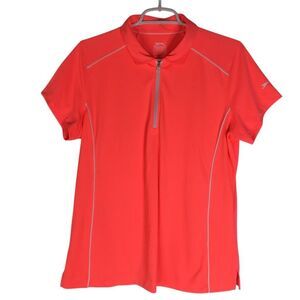 Slazenger Golf‎ 1/4 Zip Short Sleeve Collared Polo Shirt Pink Orange Size XL